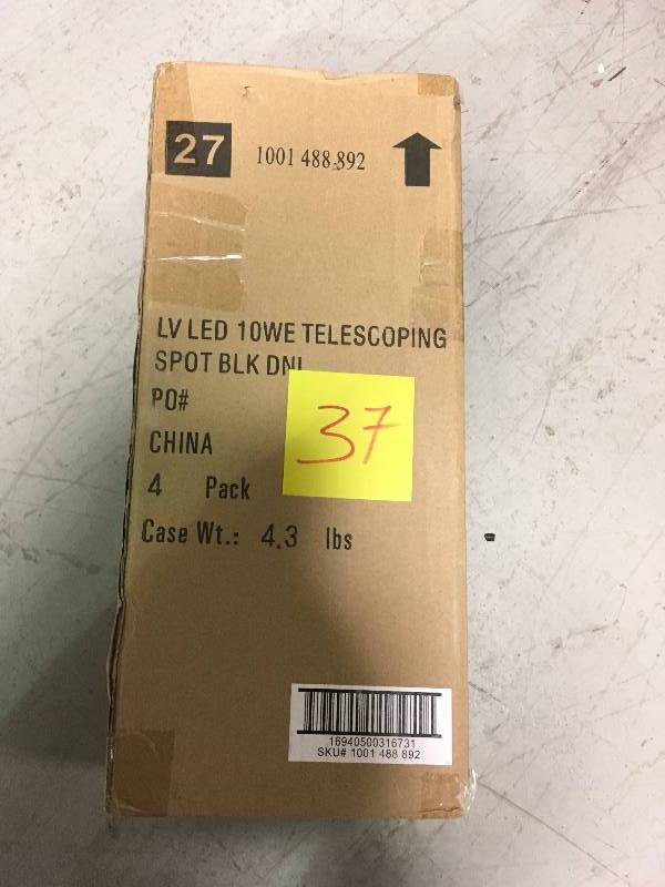 lot 37 image: Hampton Bay Low-Voltage 10-Watt Equivalent Black Outdoor Integrated LED Landscape Telescoping Spot Light BOX OF 4 PACK not used
