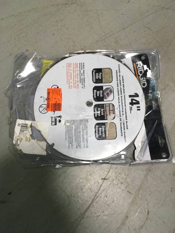 lot 39 image: RIDGID 3-pack 14 In. Diamond Blade Segmented Concrete Dry Wet Cutting D5 in good conditions
