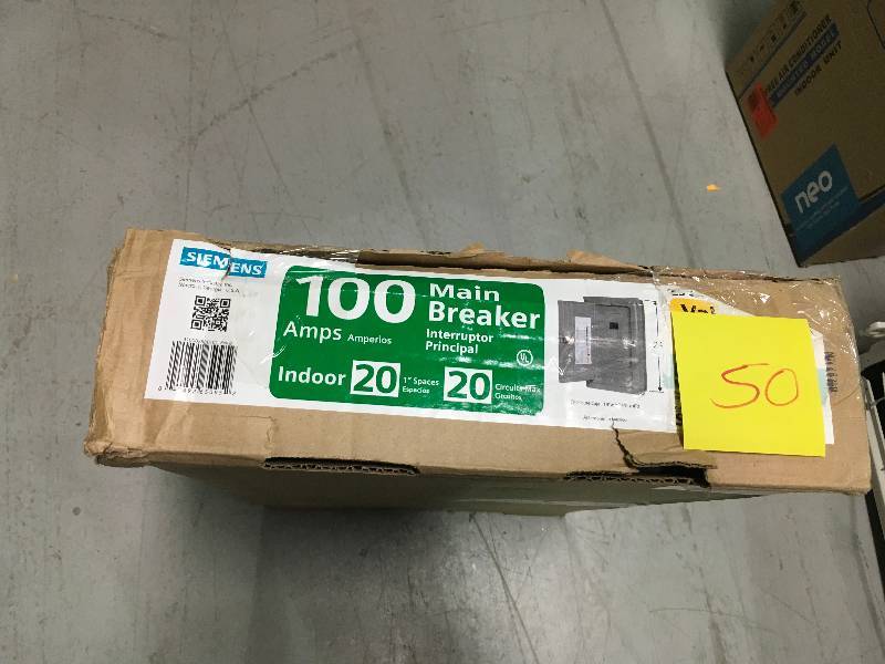 lot 50 image: Siemens S2020B1100P 20 Space 20 Circuit 100 Amp Main Breaker Indoor Load Center in good conditions
