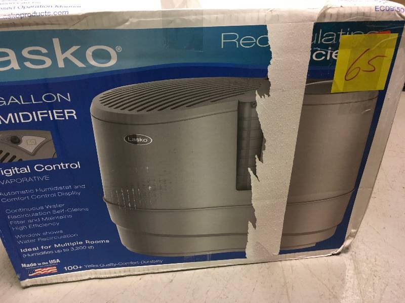 lot 65 image: Lasko EC09150 9 Gal-Recirculating Efficiency Digital Control Humidifier in good conditions