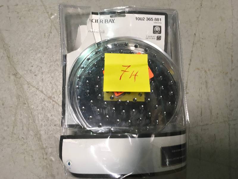 lot 74 image: CHROME FIXED SHOWERHEAD 1 Spray 3.50 In Head Adjustable Arm Wall Mount 2.5 GPM in good conditions
