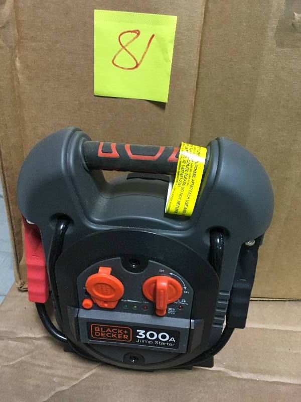 lot 81 image: BLACKDECKER 300 Amp Portable Jump Starter in working conditions