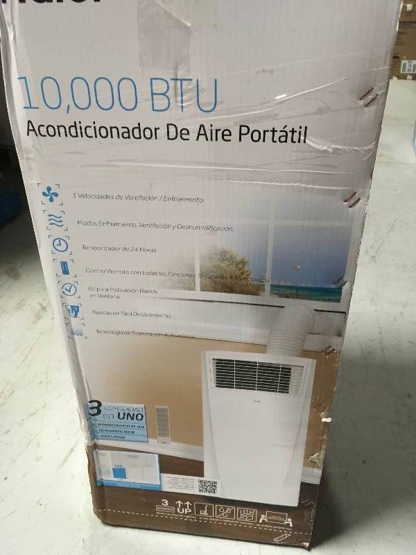 lot 100 image: Haier HPB10XCR 10000 BTU Portable Air Conditioner in good conditions
