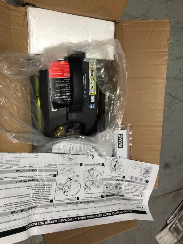 lot 108 image: Ryobi 900-Watt Propane Powered Inverter Generator in good conditions