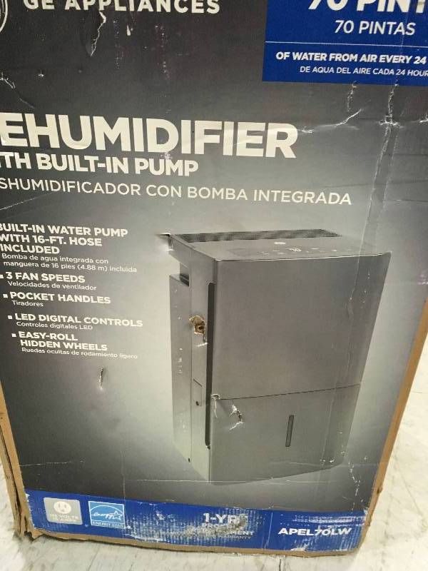 lot 7 image: GE  70-Pint Energy Star Dehumidifier, Black