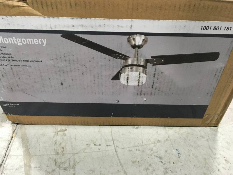 lot 8 image: Hampton Bay 1001801181 42 Montgomery Ceiling Fan W Light Nickel