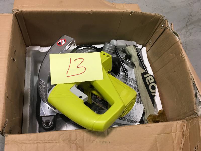 lot 13 image: Ryobi TS1143L Miter Saw With Laser Tool 442624 J10  Used in good working cond.