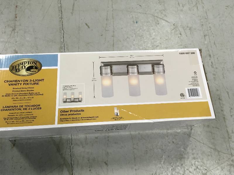 lot 18 image: 3-Light Brushed Nickel Wall Vanity Fixture