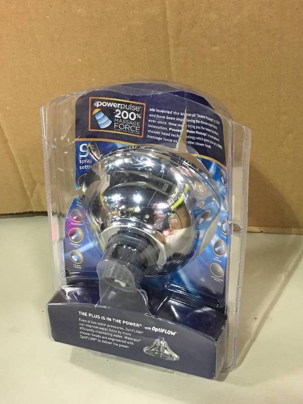 lot 32 image: Waterpik Torrent 9-Spray 4.5 in. Showerhead in Chrome YAT-933E