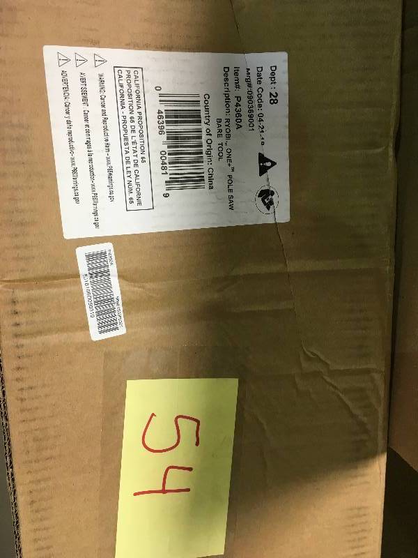 lot 54 image: Ryobi One 18-Volt Li-Ion Cordless Pole Saw Bare Tool P4360A