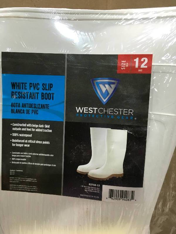 lot 56 image: West Chester White PVC Slip Resistant Boot Waterproof Size 12 USA