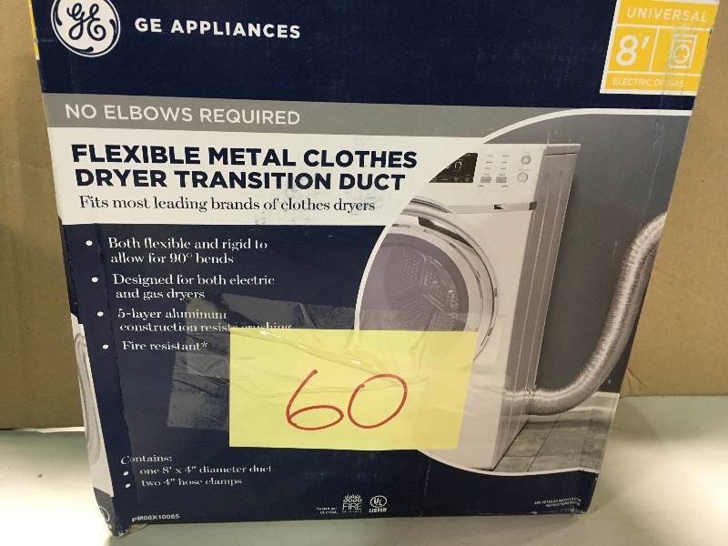 lot 60 image: G.E. PM08X10085 Flexible Metal Dryer Transition Duct