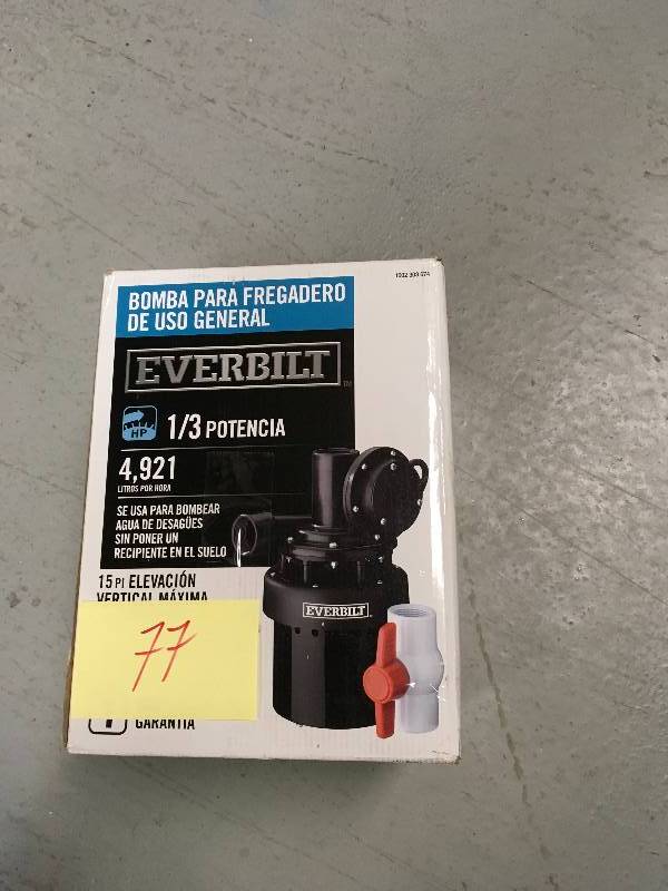 lot 77 image: EVERBILT 13 HP Utility Sink Pump