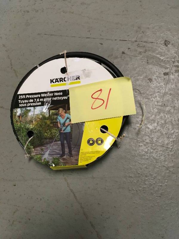 lot 81 image: Karcher 25 ft. Pressure Washer Hose with Quick-Connect and M22 Adapters