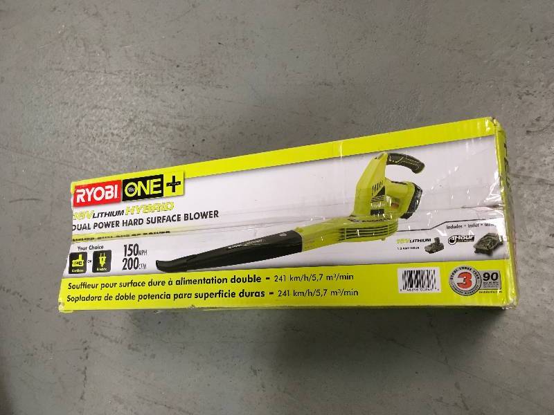 lot 84 image: RYOBi P2170 ONE 18-Volt Lithium-Ion Hybrid CordlessCorded Leaf BlowerSweeper
