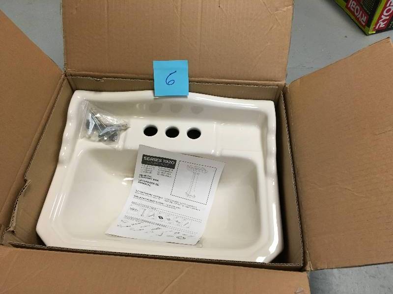 lot 6 image: Pegasus F-1920-4BI Series 1920 Pedestal Lavatory Basin, Biscuit not used