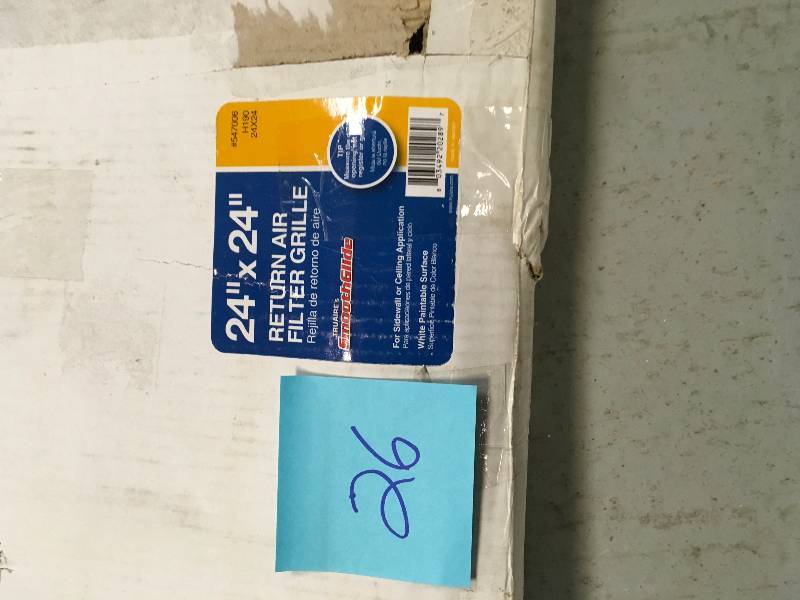 lot 26 image: 24 x 24 Removable Face Steel White Return Air Filter Grille not used