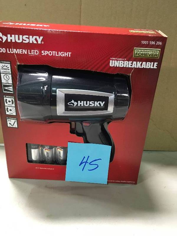 lot 45 image: Husky 500 Lumen LED Long Range Handheld Spotlight __ Virtually Unbreakable new