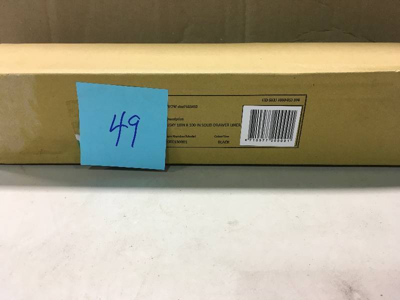 lot 49 image: Husky DTC130001 18 In. X 100 In. Premium Solid Drawer Liner Black 1000053594 not used