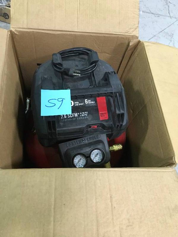 lot 59 image: PORTER-CABLE C2002 Oil-Free UMC Pancake Compressor  USED in working conditions