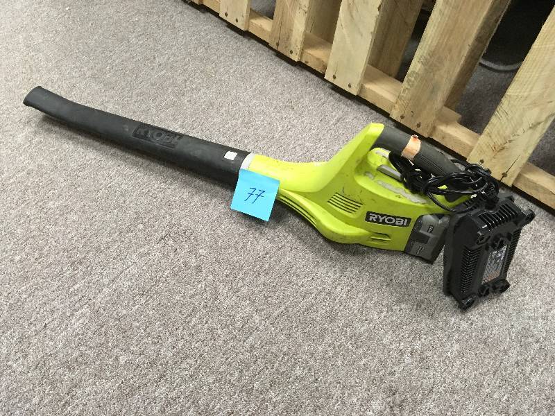 lot 77 image: Ryobi One 120 Mph 18-volt Lithium-ion Cordless Hard Surface Leaf Blower  USED in working conditions