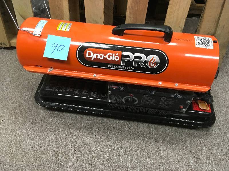 lot 90 image: DYNA-GLO PRO 80K BTU Forced Air Kerosene Portable Heater  USED in working conditions