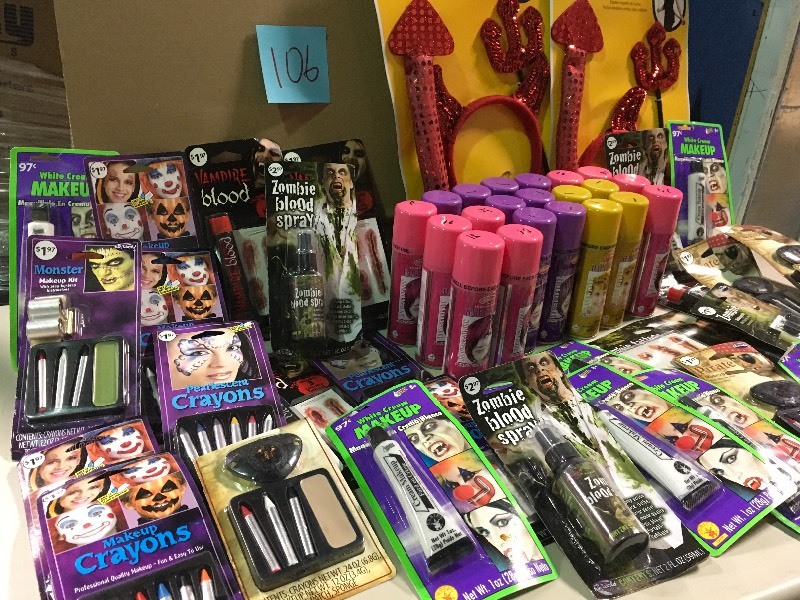 lot 106 image: Halloween makeup, color hair spray assorted colors