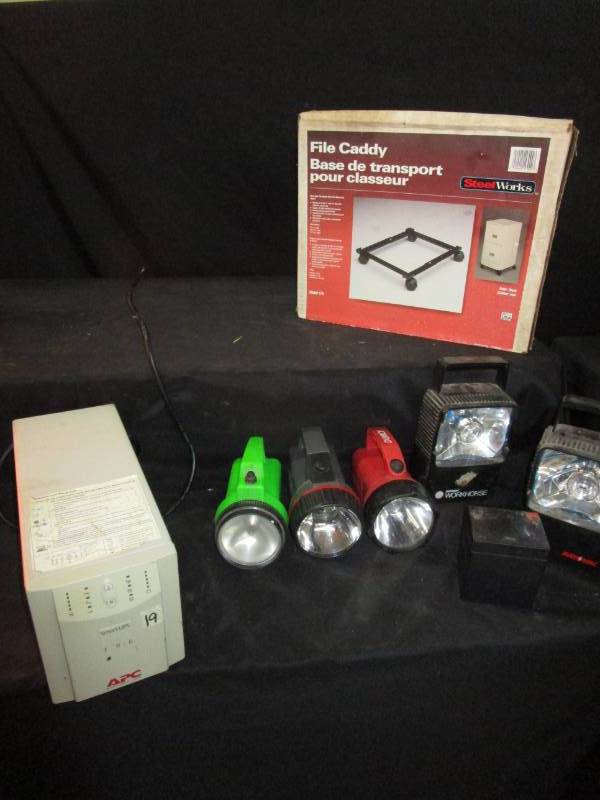 lot 198 image: File Caddy, Flashlights, Smart UPS