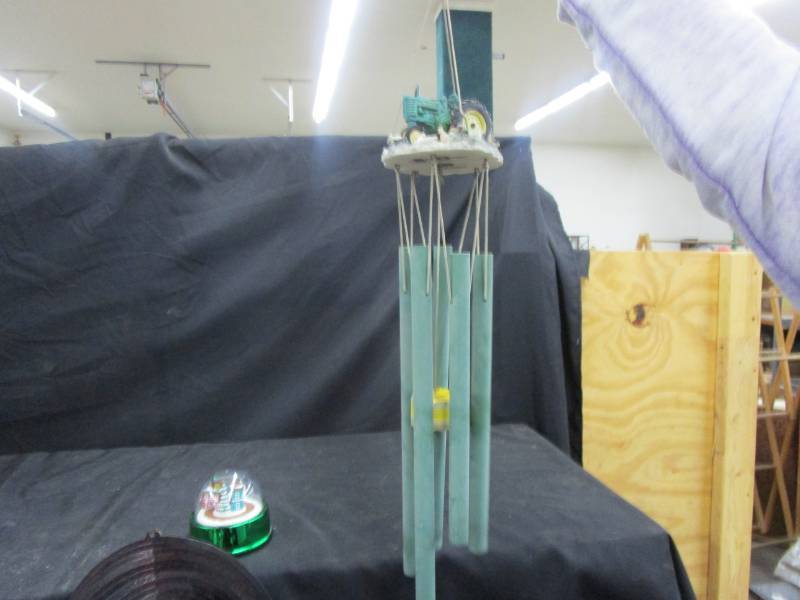 lot 19 image: John Deere Wind Chime, wind dcor and John Deere musiccal dcor