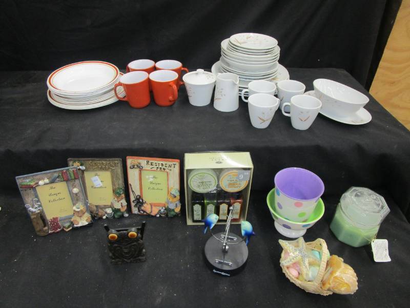 lot 25 image: Dishes, Corelle and picture frames, candles and more