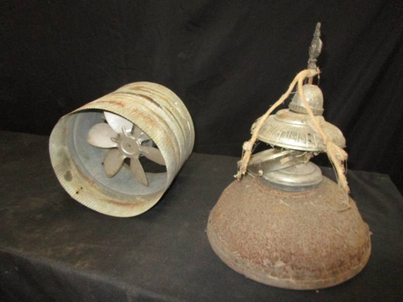 lot 50 image: Cast Iron old fixture and fan