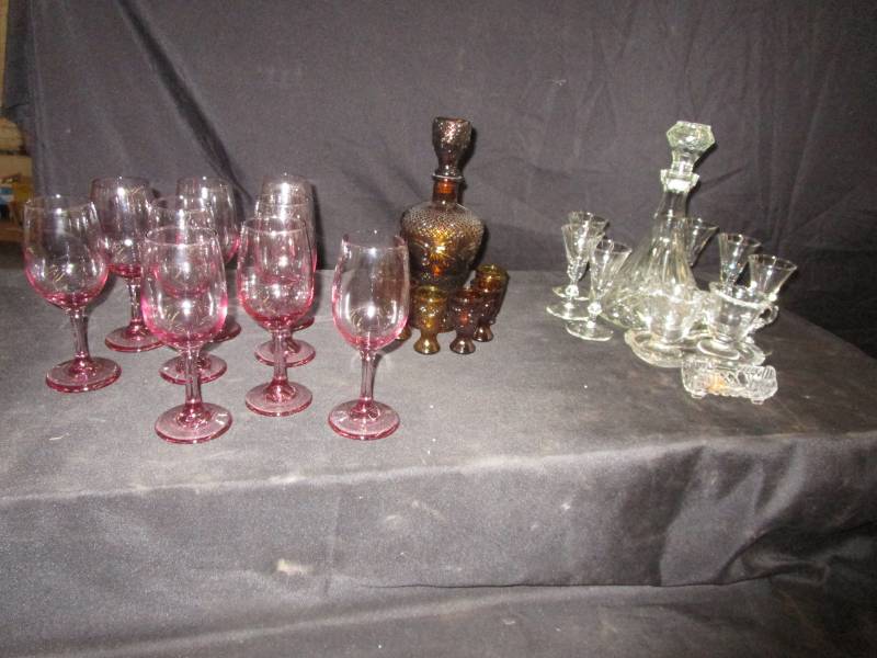 lot 66 image: 9 Wine Glasses, Decanters, Fenton