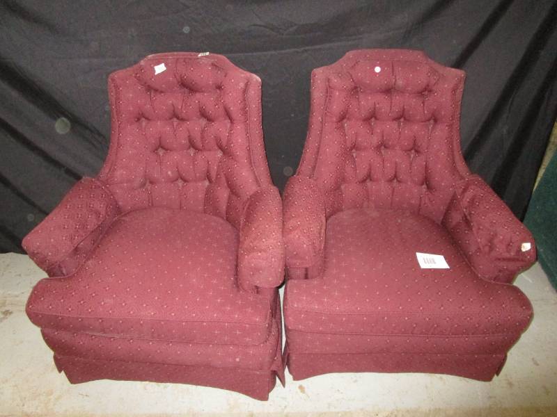lot 90 image: 2 Burgendy Colored Chair s