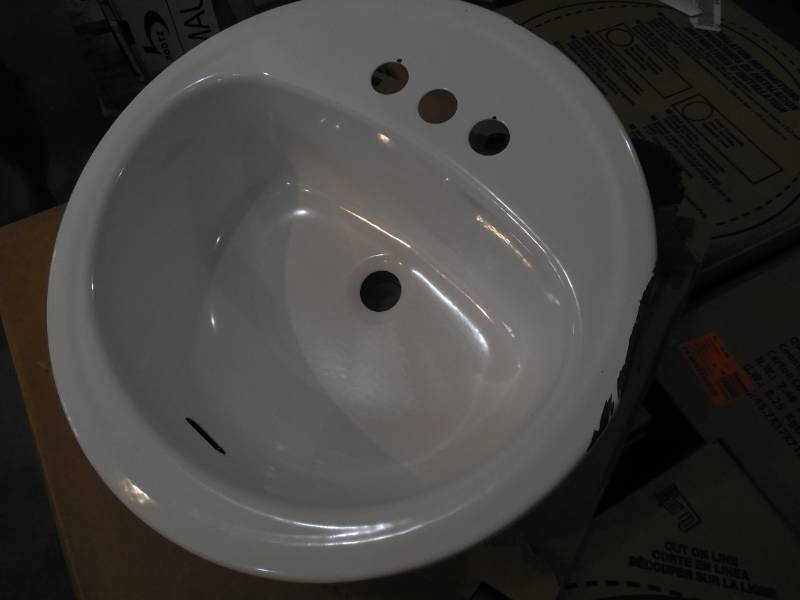 lot 51 image: Bootz Industries Laurel Round Drop-In Bathroom Sink in White