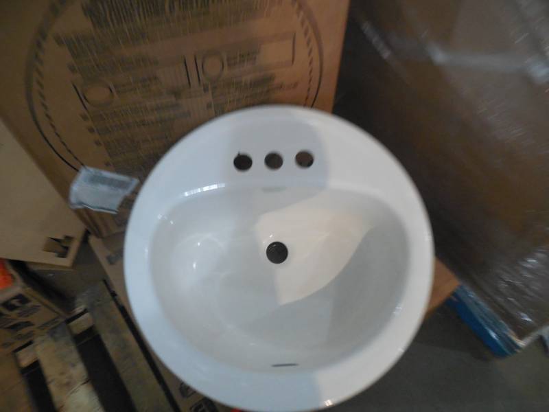 lot 52 image: Bootz Industries Laurel Round Drop-In Bathroom Sink in White