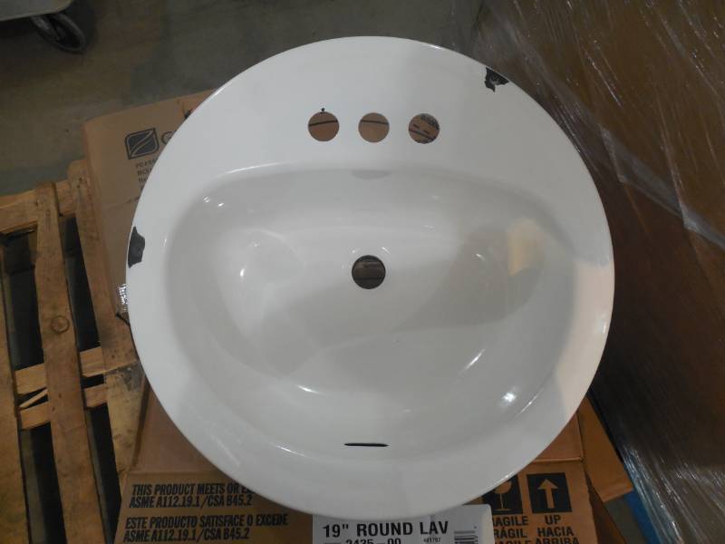 lot 53 image: Bootz Industries Laurel Round Drop-In Bathroom Sink in White