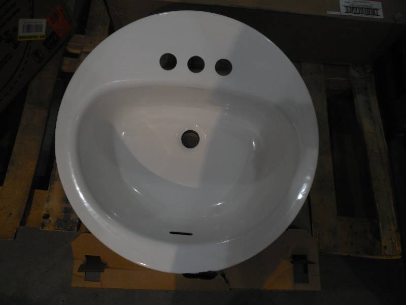 lot 54 image: Bootz Industries Laurel Round Drop-In Bathroom Sink in White
