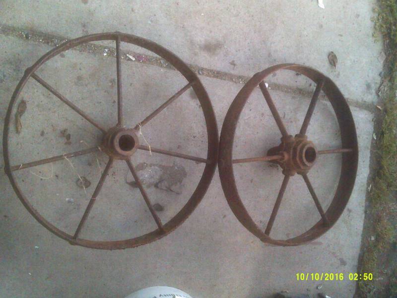 2 ANTIQUE STEEL WHEELS