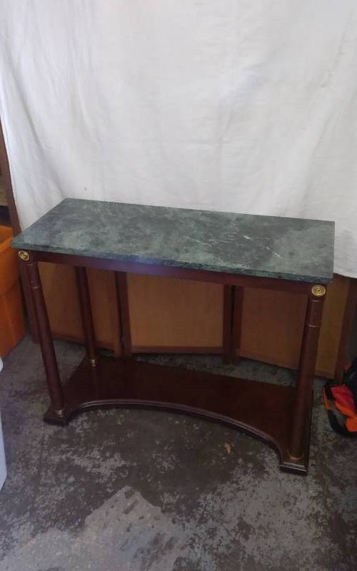 Green Marble Top Console Table (Heavy) 35x14x28