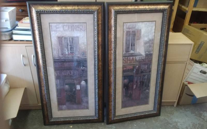 Pair Of Large Framed French Wall Decor 48x24