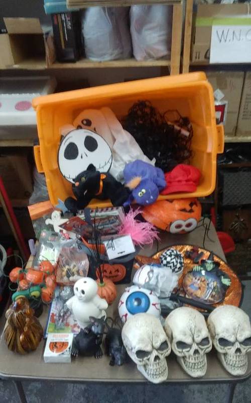 Large Lot Of Halloween Decor-Includes Tote With Lid
