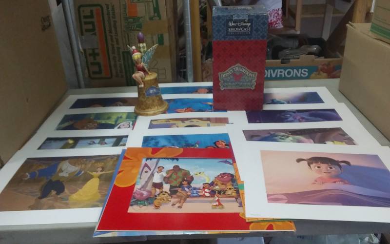 Disney Collectibles, Tinkerbell Figurine, Prints Of Beauty & Beast, Lilo & Stitch, Monsters Inc