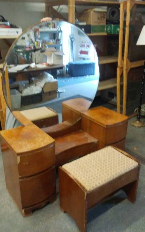 Vintage VanityMirror Dressing Table With Bench (Matches Lot #59)