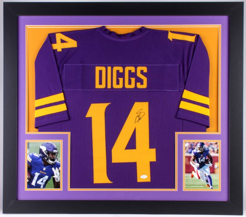 Stefon Diggs Signed 31 x 35 Custom Framed Special Edition Color Rush Jersey  (JSA COA), Minnesota Vikings Autographed Jerseys, Cousins, Diggs,  Thielen, Harrison, and More!