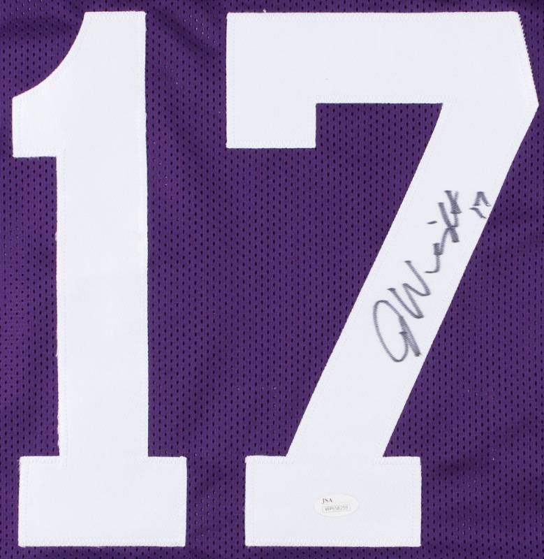 lot 12 image: Jarius Wright Signed Purple Jersey (JSA COA)