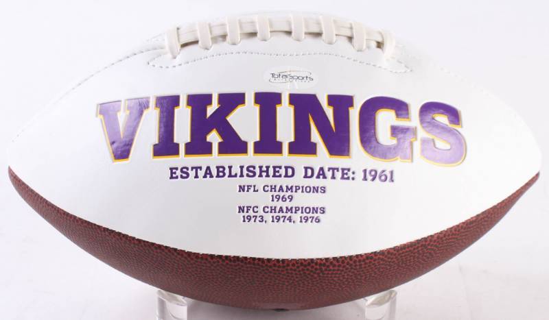 lot 18 image: Harrison Smith & Andrew Sendejo Signed Vikings Logo Football (TSE COA)