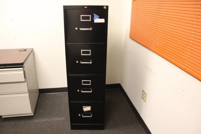 Metal 4 Drawer Black Filing Cabinet 48 x 35 x 24