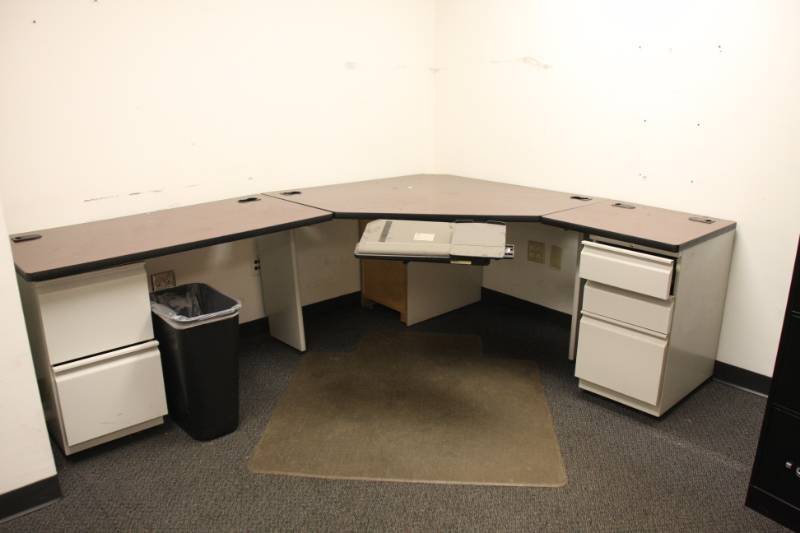 Office Desk L Shape With 2 File Cabinets Under Desk Office