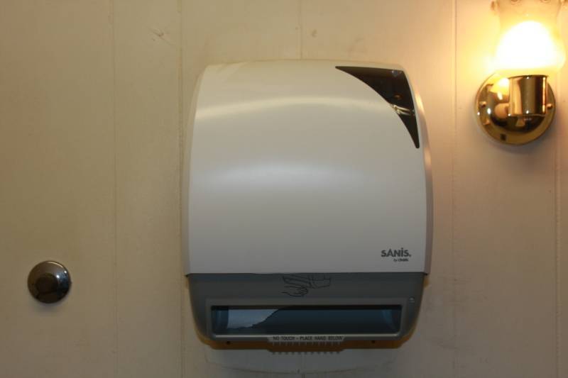 Soap, Towel Dispenser, and Air Freshener Room Womens Locker Room