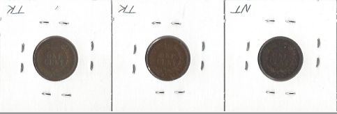Three Different Indian Pennies - 1904, 1905, & 1906